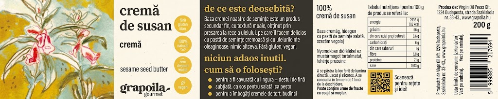 Crema din seminte de susan 100% / SESAME SEED CREAM 200gr - imagine 2